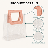 Sac en PVC transparent personnalisé, taille et couleur au choix, rond, carré, avec longue poignée, emballage cadeau, pliable, vente en gros, logo, sac fourre-tout imperméable