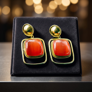 Pendientes Colgantes de Cuarzo Coral con Corte Minimalista, Casuales y Elegantes, Hechos a Mano, Chapados en Oro, para Mujer, Certificados por Terceros - Product Image 2