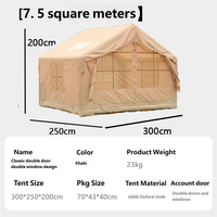 Tente de camping gonflable de luxe grande taille en tissu Oxford 7.5, imperméable quatre saisons, pour l'extérieur, avec tubes d'air épaissis