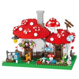 Ensemble de blocs de construction Maison de champignon de conte de fées, Arbre Chat Ours Lapin Fleurs Lumières Modèle créatif Jouet électronique Balody - Product Image 1