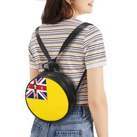 Sac à main circulaire en cuir PU avec décoration du drapeau national de Niue, sac à bandoulière à double usage avec sangle réglable pour femme, pour les déplacements, les voyages et l'école