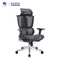 Chaise de bureau pivotante de direction ergonomique moderne de luxe avec accoudoirs réglables 4D, dossier inclinable réglable, maille de haute qualité et aluminium