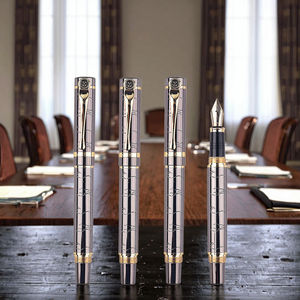 Caneta Tinteiro Executiva de Luxo YIREN em Metal com Padrões de Mármore Cinza Nebuloso, Escrita Premium e Presente - Product Image 1