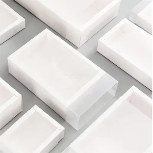 Caja de cajón de papel blanco transparente, regalo de manga esmerilada de PVC, embalaje de impresión personalizado, Bridmaid