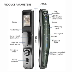 XSDTS Q8 Pro Smart Door Lock 3D Reconnaissance faciale fonctionne avec Tuya prend en charge plusieurs langues