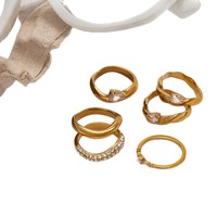 Bague quotidienne pour femme Gaovo, style européen-américain haut de gamme, en acier inoxydable plaqué or 18 carats, zircon, géométrique, inaltérable