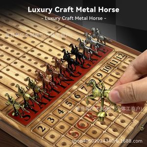 Jeu de société de course de chevaux en bois pliable avec pièces en métal, coffret cadeau éducatif pour enfants et adultes - Product Image 4