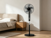 Ventilateur sur pied 16 pouces avec moteur longue durée, refroidissement haute efficacité, oscillation à 3 vitesses, protection contre la surchauffe, ventilateur sûr pour usage familial