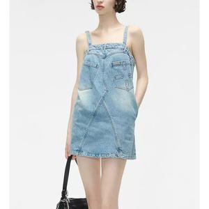 Vestido vaquero personalizado con tirantes finos para mujer, estilo vintage lavado, holgado y sin mangas - Product Image 3