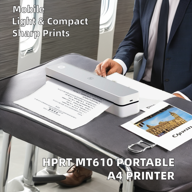 HPRT New Arrivals MT610 A4 Size Portable Black and White Wireless Thermal Printer for Travel Home Office