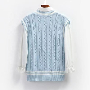 Primavera e autunno gilet in <span class=keywords><strong>cotone</strong></span> personalizzato da uomo maglione senza maniche con <span class=keywords><strong>scollo</strong></span> a <span class=keywords><strong>V</strong></span> intrecciato intrecciato - Product Image 5