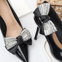 Boucle de chaussure amovible DIY polyvalente avec nœud et strass, faite à la main, pour talons, accessoire floral de mariage, toutes saisons
