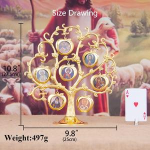 HT 10.8" Árbol de Iconos Ortodoxos de Aleación, con Icono de la Vida Ortodoxa y Marcos en Forma de Manzana, Decoración para el Hogar y la Iglesia, Regalo para Bautizo, Navidad, Pascua - Product Image 2