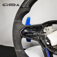 Volant en Fibre de Carbone Bleu Compatible Volkswagen VW GOLF 8 GTI R Mk6 Mk7 Mk8 GTI GTR GTD GTS GTE T-Roc Polo B6 B7 B8 et Plus