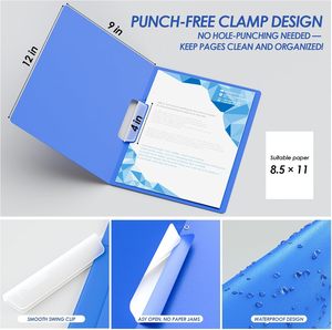 New A4 Rotating Ring Document Bag PP Clip Pocket <strong>File</strong> Folder <strong>Rotary</strong> Side Open Blue Universal Document Sorting Storage Holder - Product Image 3