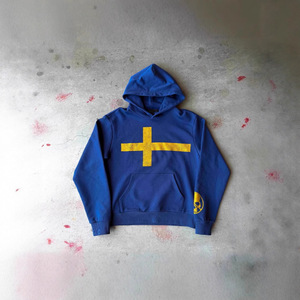 460 GSM Cropped <strong>Hoodie</strong> and 80% Cotton 20% <strong>Polyester</strong> <strong>Hoodie</strong> with Blue Custom Design for Men Sublimation Streetwear <strong>Hoodie</strong> - Product Image 1