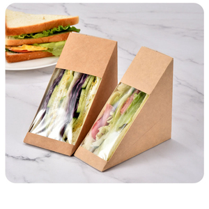 2024 tùy chỉnh in Giấy hộp bánh sandwich với cán bóng thiết kế mới tam giác bao bì cho thực phẩm cửa sổ hiển thị - Product Image 1
