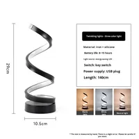 Lampe de chevet moderne à commande tactile LED en forme d'arc pour hôtels Lampe spirale USB 5V