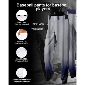 Pantalon de softball et de baseball dégradé pour jeunes hommes personnalisé avec nom de l'équipe et logo doux et confortable vêtements de chemise à fines rayures - Product Image 5