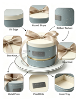 Boîte cadeau cylindrique rigide avec fermeture magnétique, matériaux recyclés écologiques, ruban décoratif, design baril pour bijoux et fleurs
