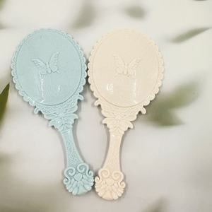 Handheld makeup <b>mirror</b>, European retro style, <b>small</b> oval, portable, with handle, 2 yuan. - Product Image 2