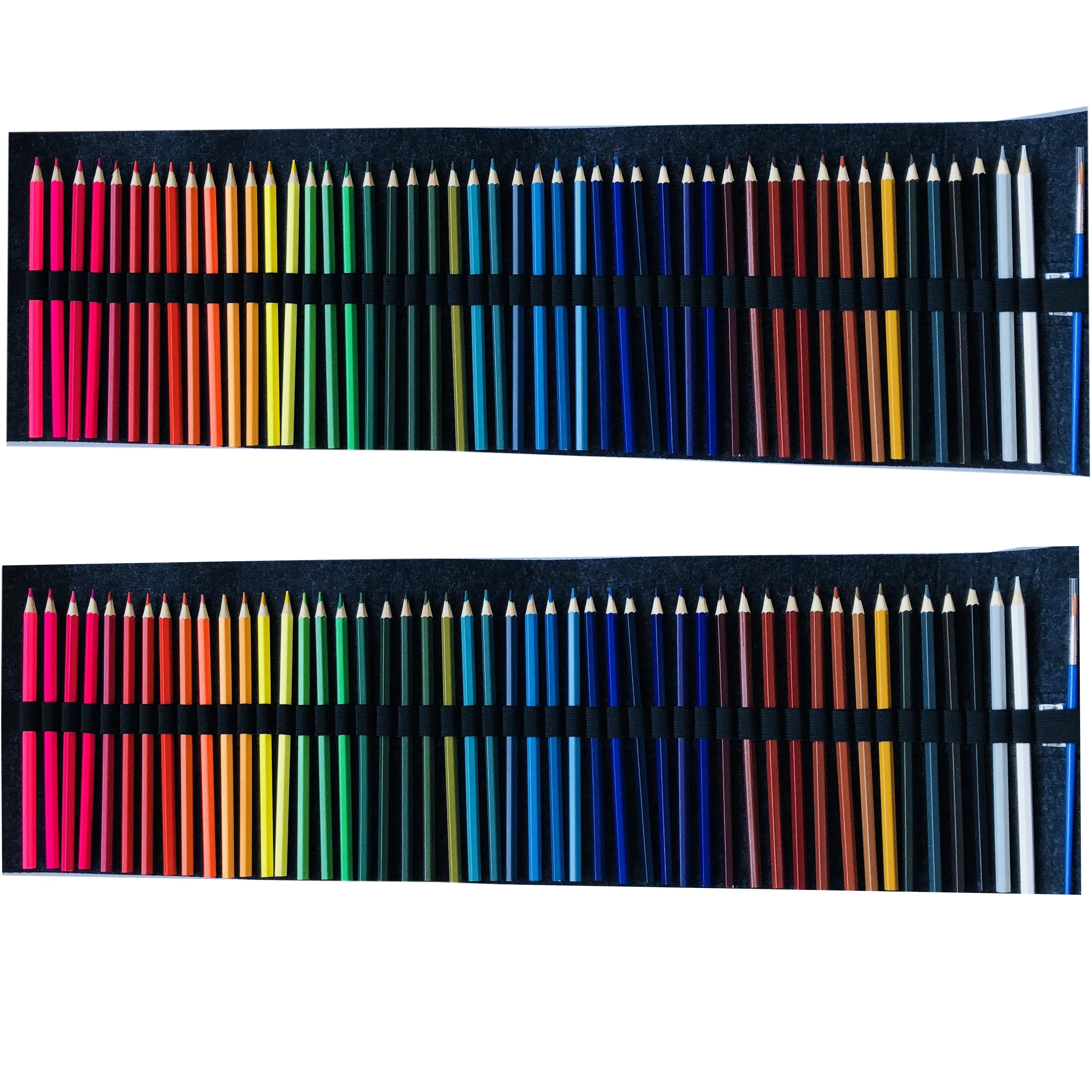 Jeu de crayons de couleur étanche, disponible en 48 couleurs, avec étui à enrouler en feutre de laine