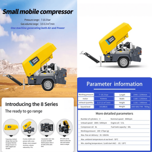 <span class=keywords><strong>Compresseur</strong></span> d'air diesel Atlas Copco XAS 88, conception portable à haute efficacité pour la construction et l'entretien routier, téléphone portable - Product Image 6