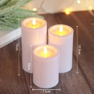 Ivoire Blanc En Plastique Réaliste Scintillement Faux Électrique LED Lumières Pilier Scintillement Sans Flamme LED Bougies - Product Image 4