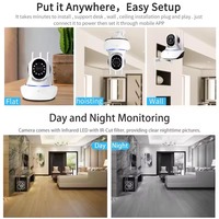 Caméra CCTV sans fil HD GTQ 360° Version nocturne Sécurité domestique Mini sans fil IP WiFi Stockage cloud