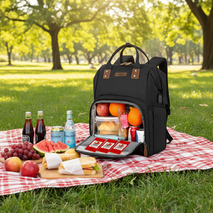 Sac à dos isotherme portable Freshore Fashion 17L en polyester avec fermeture éclair, imperméable, motif léopard, idéal pour les voyages et les cadeaux - Product Image 1
