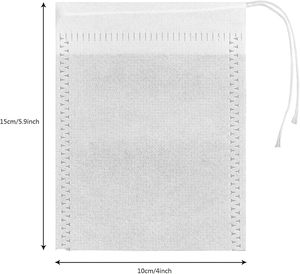 ถุงตาข่ายแบบมีเชือกผูก 100 แพ็ค, ถุงทำอาหารแบบใช้แล้วทิ้งขนาด 4 x 5.9 นิ้ว, สำหรับกรองชาและกาแฟ, จัดเก็บเครื่องเทศ - Product Image 6