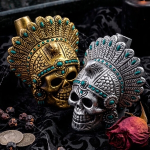 Silbato de Calavera Azteca Hecho a Mano de Arcilla, Sonido de Grito de Fantasma, Regalo de Halloween con Cordón y Bolsa de Almacenamiento - Product Image 6
