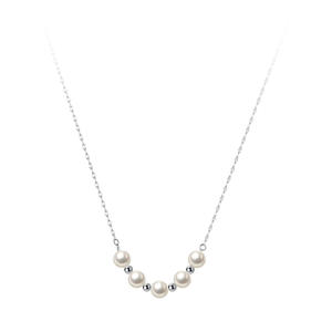 Collier en argent S925 simple et frais avec perles synthétiques, chaîne de boîte pour femmes, collier de clavicule, tempérament D9156 - Product Image 5