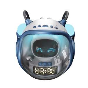 Haut-parleur sans fil M60 Spaceship, radio <span class=keywords><strong>FM</strong></span>, appel mains libres, éclairage nocturne RVB, réveil, ensemble d'horloge, commande vocale IA - Product Image 1