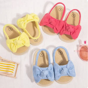 Sandales d'été <span class=keywords><strong>pour</strong></span> nouveau-né fille, chaussures de princesse décontractées avec nœud mignon, antidérapantes, semelle souple, pantoufles plates <span class=keywords><strong>pour</strong></span> nourrissons de 0 à 18 mois - Product Image 1