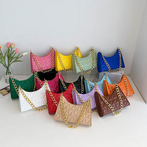 Borsa a Mezzaluna Trapuntata in PU Color Caramella Moda 2025, Borsa a Mano con Motivo a Rombi, Borsa Multifunzionale da Donna con Catena <span class=keywords><strong>e</strong></span> Cerniera in PU - Product Image 6