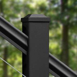 高品质黑色户外楼梯护栏铝甲板栏杆水平电缆栏杆 - Product Image 5