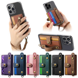 Cartera de pulsera retro de cuero PU con bloqueo RFID para tarjetas de crédito, tipo brazalete con cordón. - Product Image 4