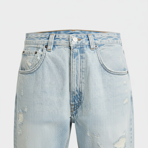 Highly Demanded <b>Men's</b> <b>Elastic</b> <b>Waist</b> <b>Jean</b> Pants Cotton Straight Baggy Street Style Breathable Denim Embroidery Patch Loose Fit - Product Image 1