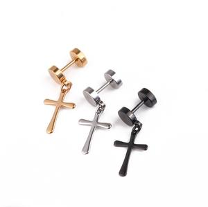 Pendientes de botón baratos con diseño de mancuerna y cruz de George <span class=keywords><strong>Michael</strong></span> para hombre - Product Image 5