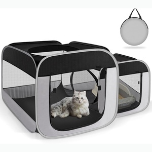 2-in-1 <strong>Outdoor</strong> Stainless Steel <strong>Cat</strong> Tent and Playpen <strong>Cat</strong> Houses for Small Animals Pet <strong>Enclosures</strong> for <strong>Cats</strong> and Puppies - Product Image 1