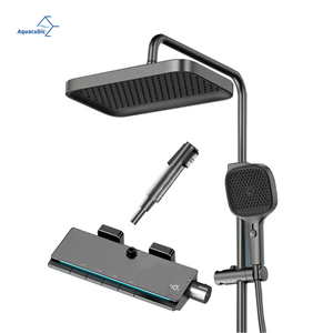 <span class=keywords><strong>Colonne</strong></span> <span class=keywords><strong>de</strong></span> douche thermostatique à bouton-poussoir-Ensemble <span class=keywords><strong>de</strong></span> douche haute pression noir/gris pistolet - Product Image 1