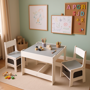 Ensemble de table pour enfants table d'activités en bois 3 en 1 avec tiroir de rangement pour les tout-petits dessin lecture artisanat pépinière salle de jeux - Product Image 2