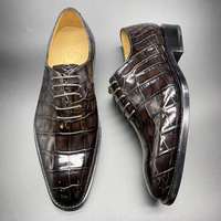 Chaussures de smoking de luxe Goodyear en peau de crocodile pour hommes, chaussures habillées en cuir d'alligator véritable, chaussures de bureau tendance pour hommes