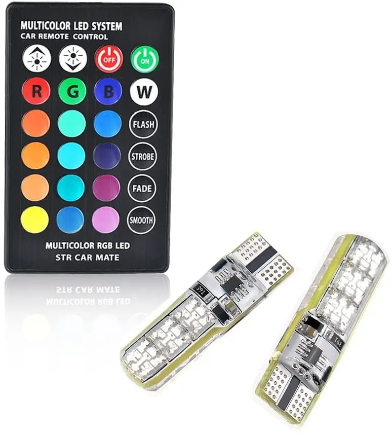 Lámpara de ancho de coche RGB T10-5050-6SMD luces LED de colores estroboscópicas