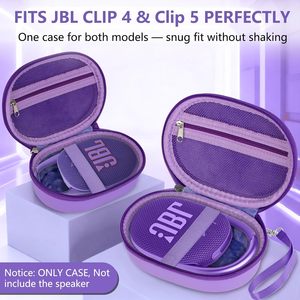 Estuche rígido portátil de EVA para <span class=keywords><strong>JBL</strong></span> Clip5 y <span class=keywords><strong>Clip4</strong></span>, estuche de transporte para altavoz Bluetooth mini con correa para el hogar, exteriores y viajes (morado) - Product Image 2