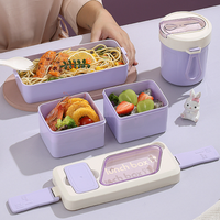 Nouveau design de boîte à lunch scolaire étanche et étanche au micro-ondes Récipient alimentaire empilable à double couche en plastique avec séparateurs