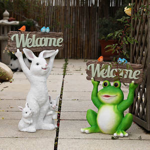 Décor de <span class=keywords><strong>jardin</strong></span> en résine personnalisable avec <span class=keywords><strong>des</strong></span> statues de lapin et de grenouille, panneaux d'accueil à l'extérieur de la cour/<span class=keywords><strong>jardin</strong></span>, art, cadeaux chaleureux - Product Image 2