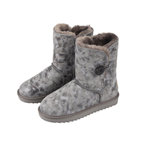 Bottes demi-bottes imperméables à plateforme Bottes de neige à boutons en fourrure Chaussures chaudes pour femmes