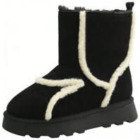 Bottes de neige pour femmes en cuir de vache et peau de mouton double face, chaussures d'hiver chaudes, fourrure, logo et style personnalisés, vente en gros OEM/ODM